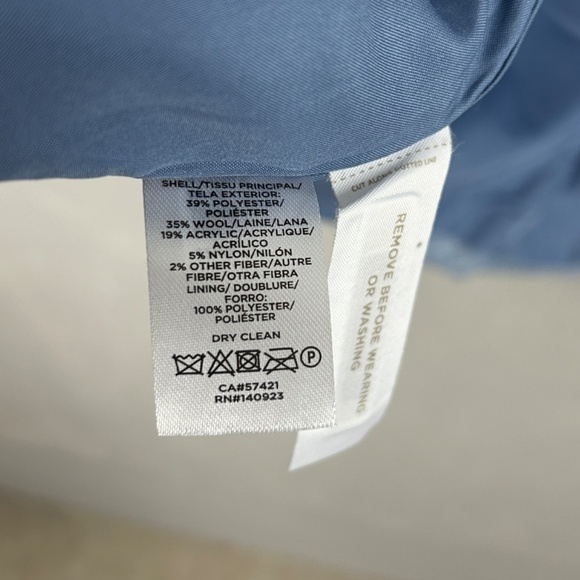 LOFT plus size 16 light blue coat mid length wool blend lined one button NEW - Picture 13 of 13